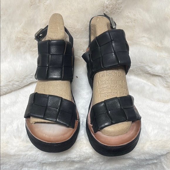 A.S.98 Black and Tan Wedge Sandals - Picture 3 of 10
